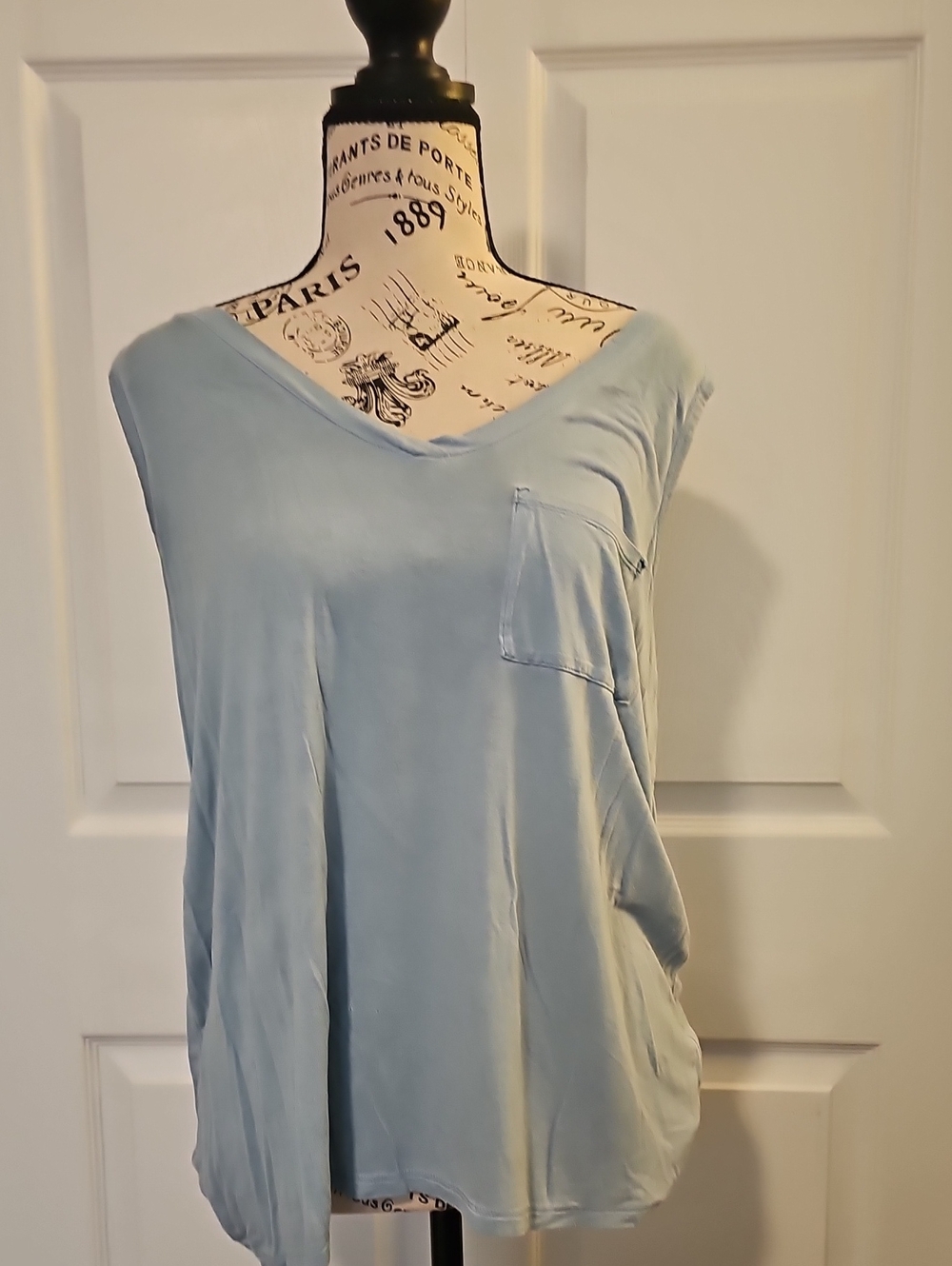 Jane and Delancey Light Blue V-Neck Pocket Tunic